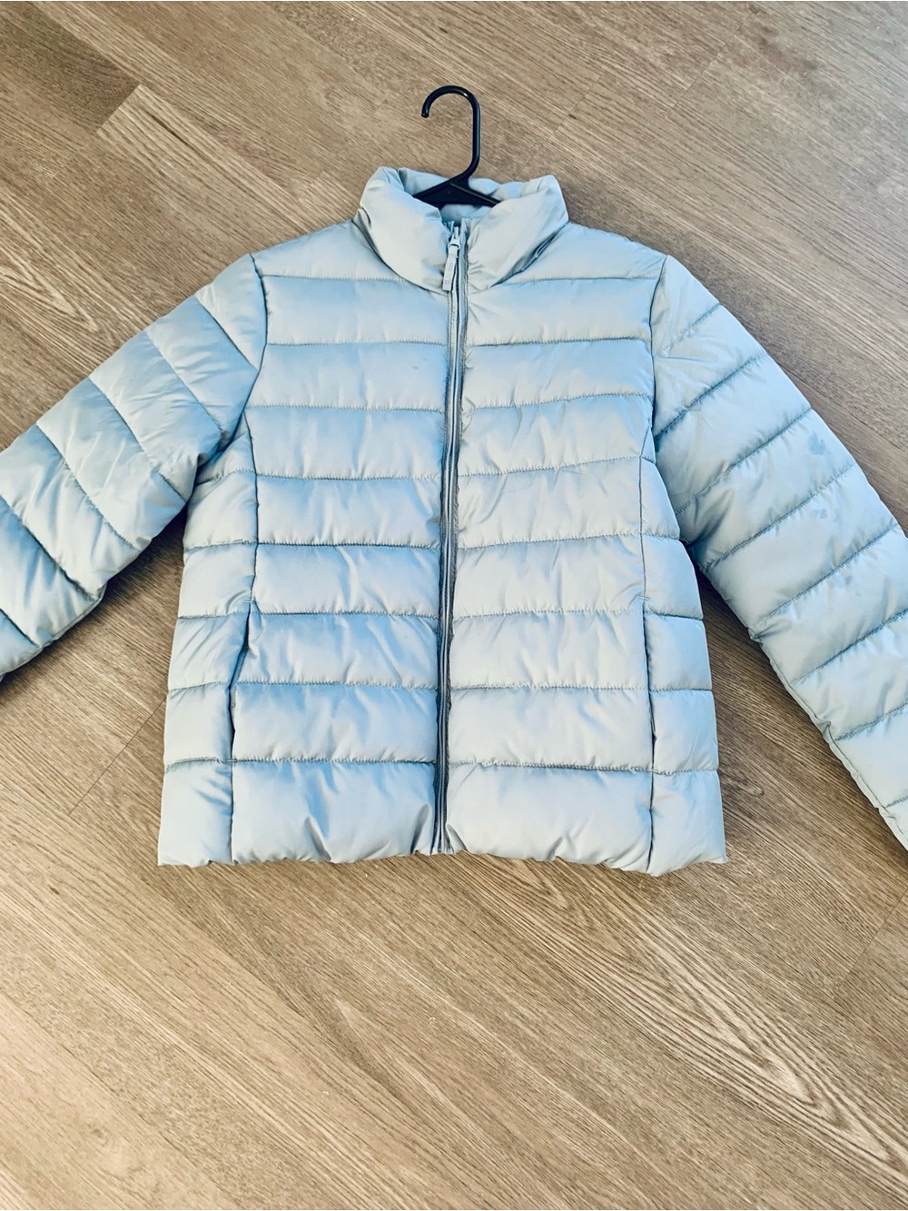 Light Blue/Gray Quilted Puffer Jacket